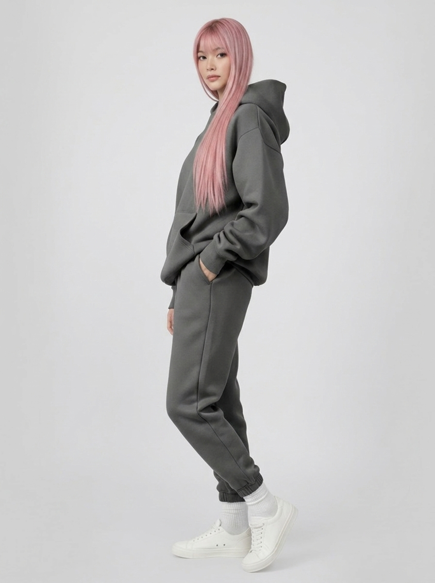 Women's Cotton Fleece Set - Dark Grey
