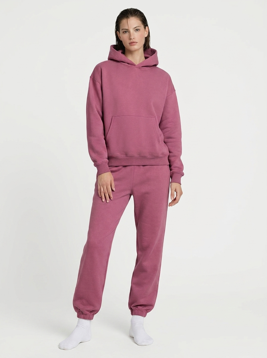 Women's Cotton Fleece Set - Crimson Red