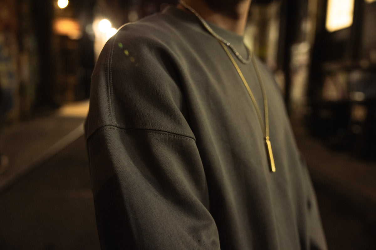 French Terry Crewneck Sweatshirt  - Dark Grey