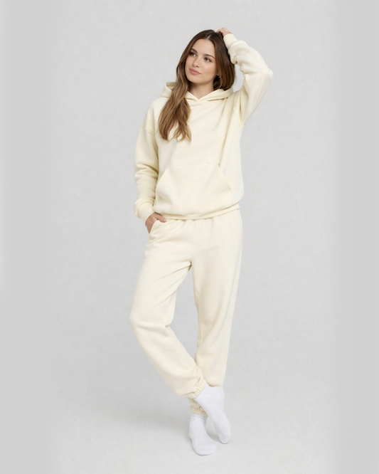 Women's Cotton Fleece Set - Cream