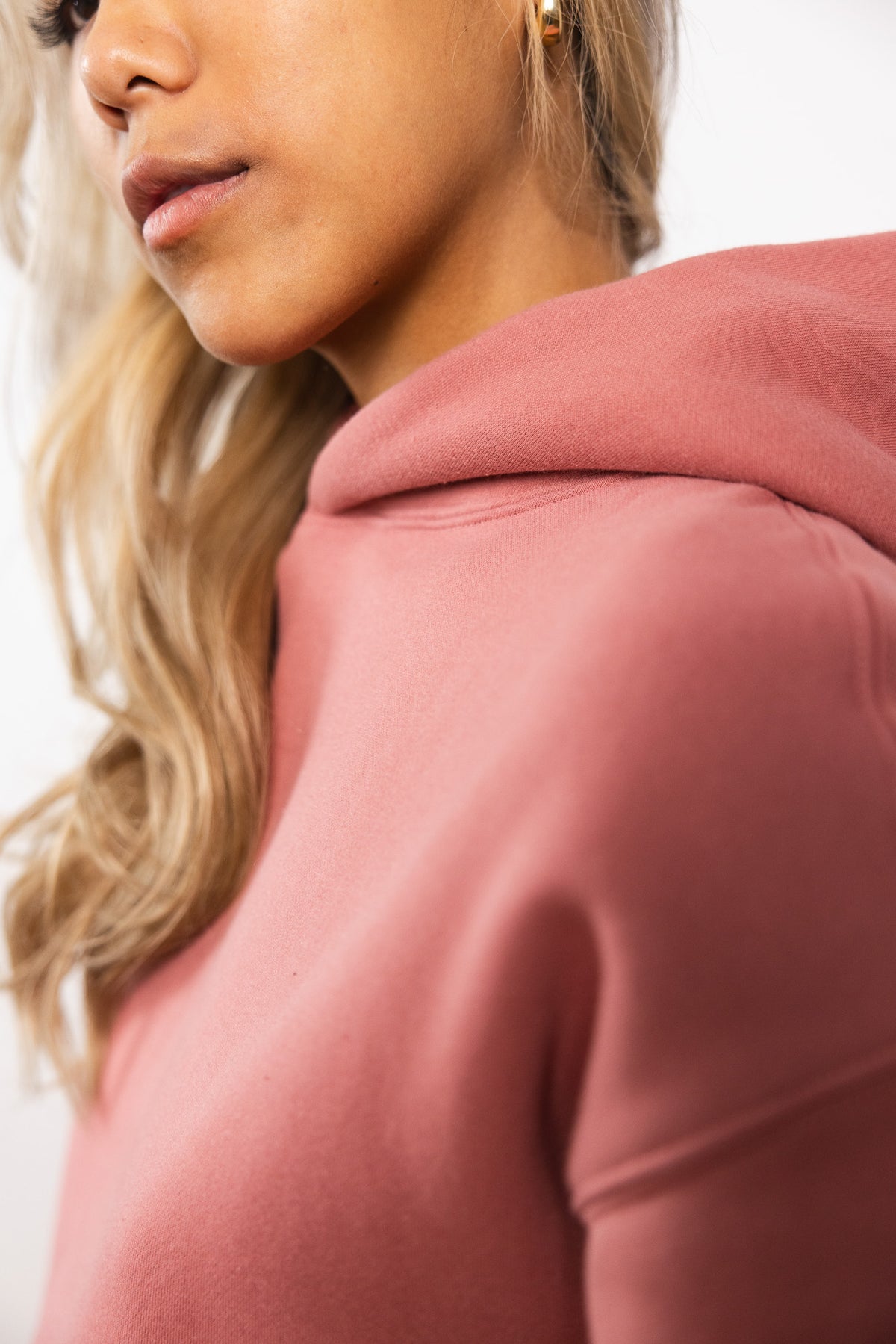 Cotton Fleece Hoodie -Rose Wine