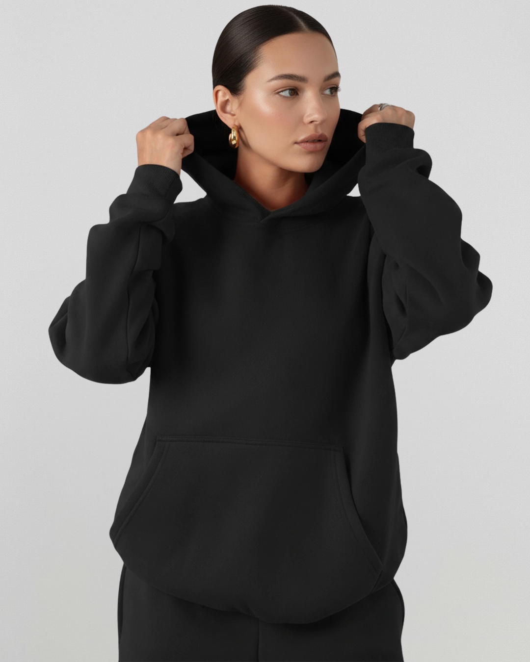 French Terry Hoodie - Black
