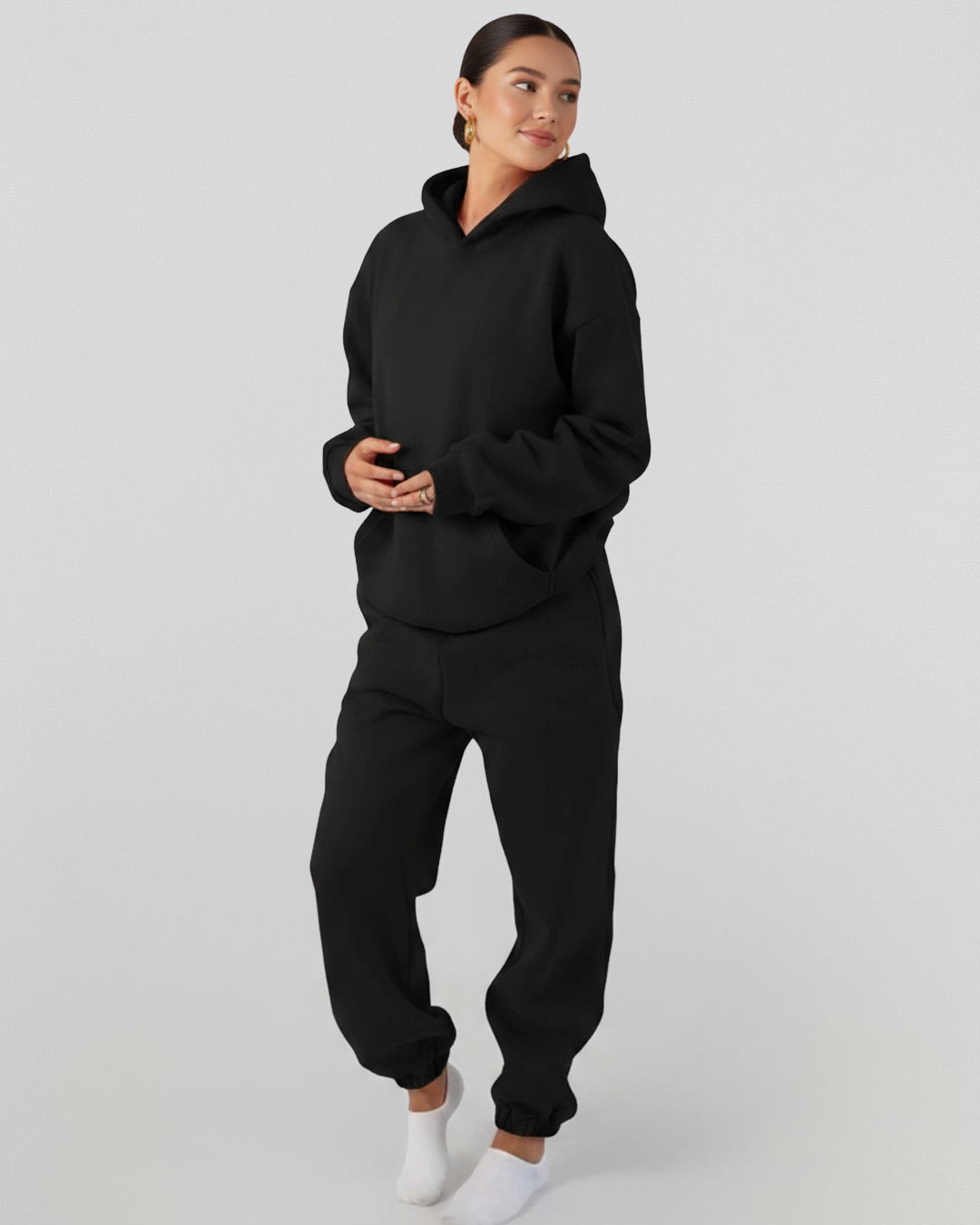 French Terry Hoodie - Black