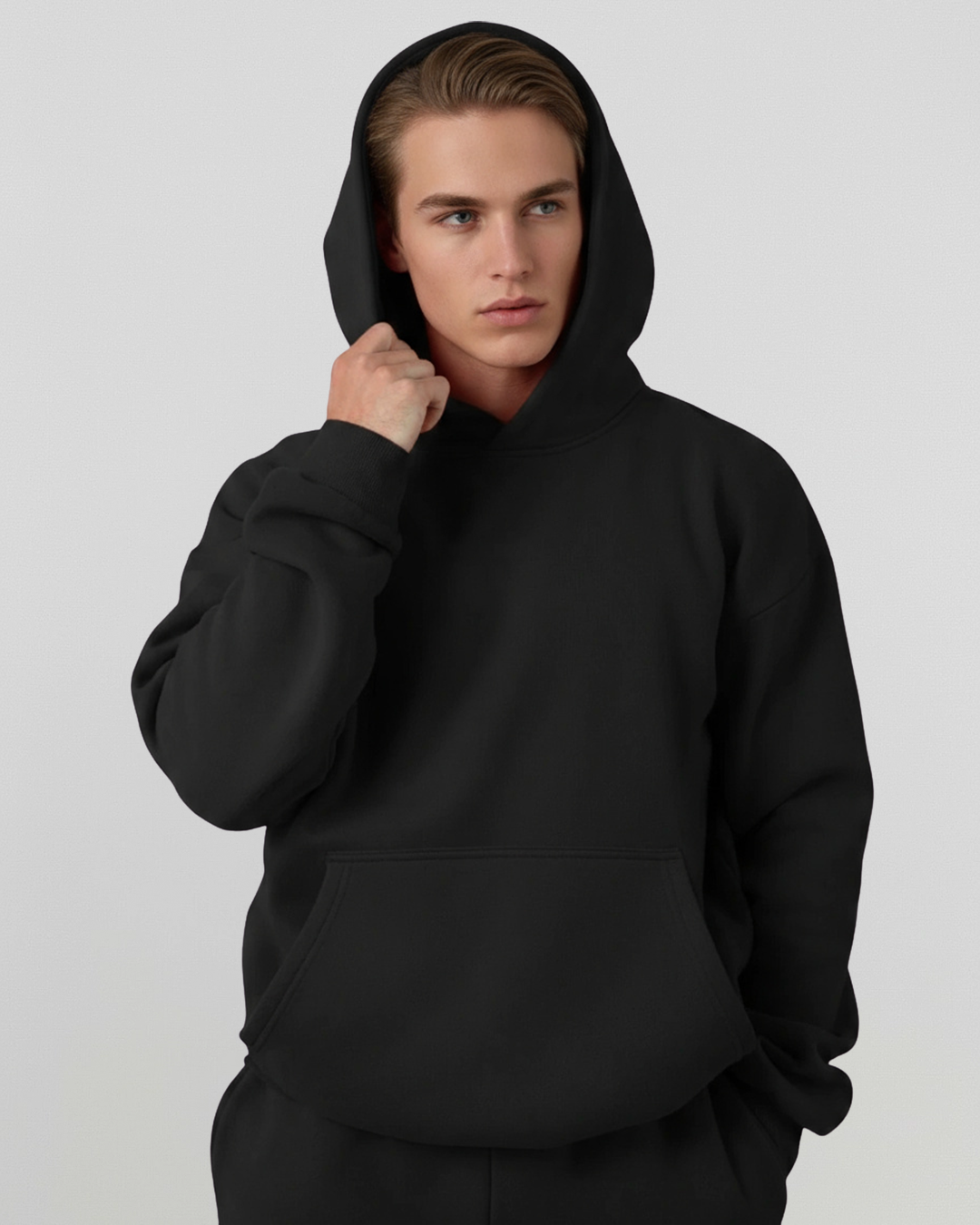 French Terry Hoodie - Black