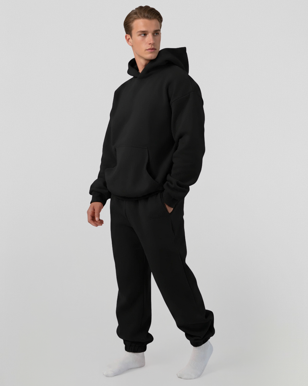 French Terry Hoodie - Black