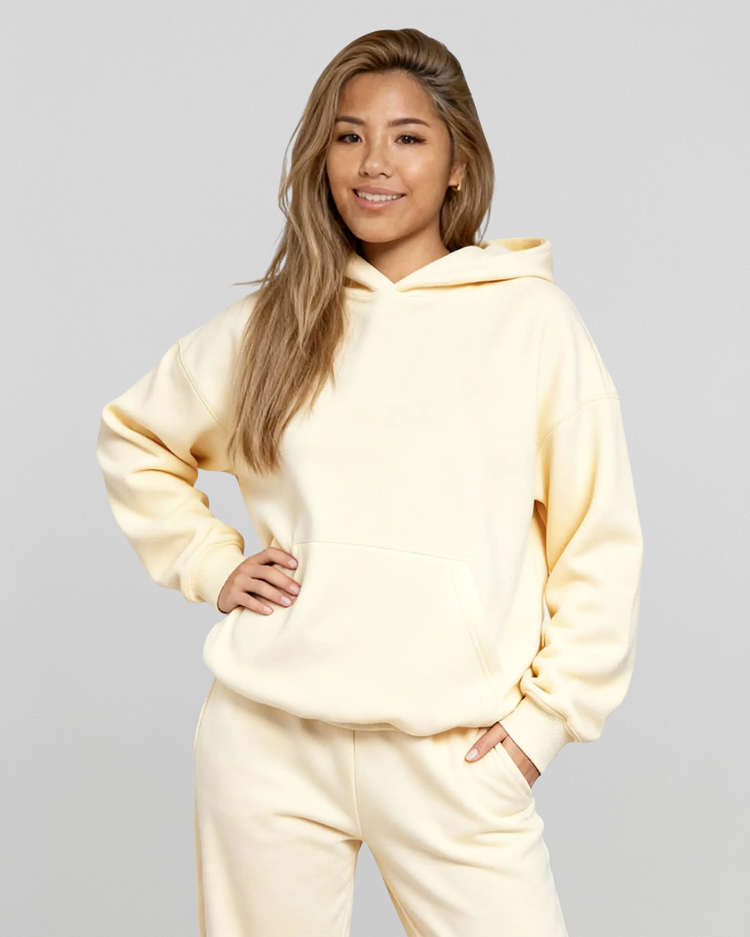 MEN'S Cotton Fleece Hoodie - Cream