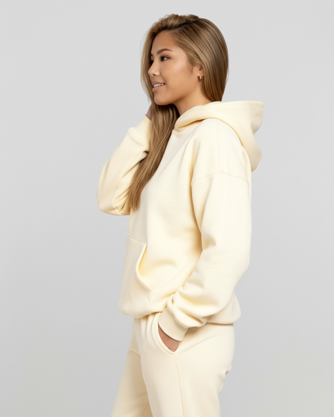 MEN'S Cotton Fleece Hoodie - Cream