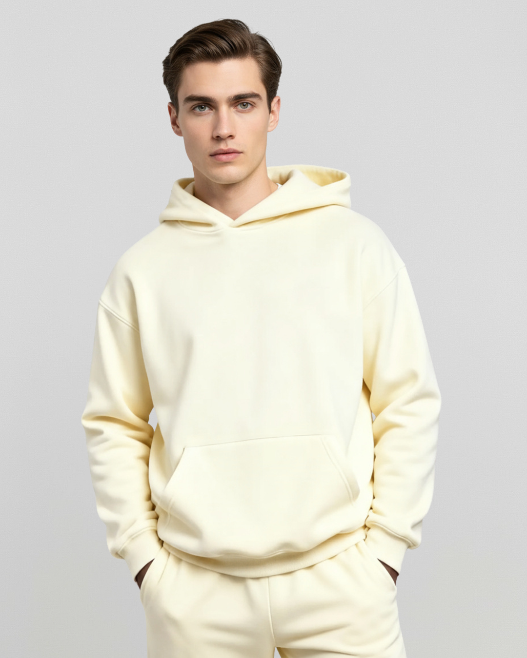 Men's Cotton Fleece Set- Cream