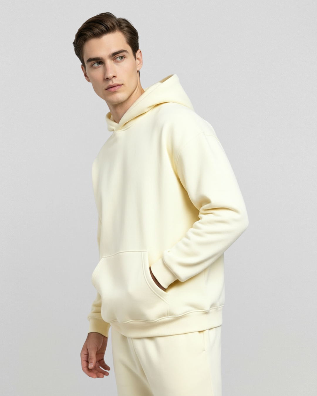 Men's Cotton Fleece Set- Cream