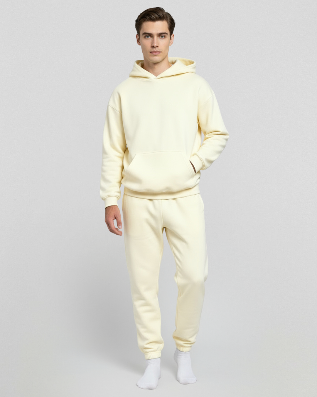 Men's Cotton Fleece Set- Cream
