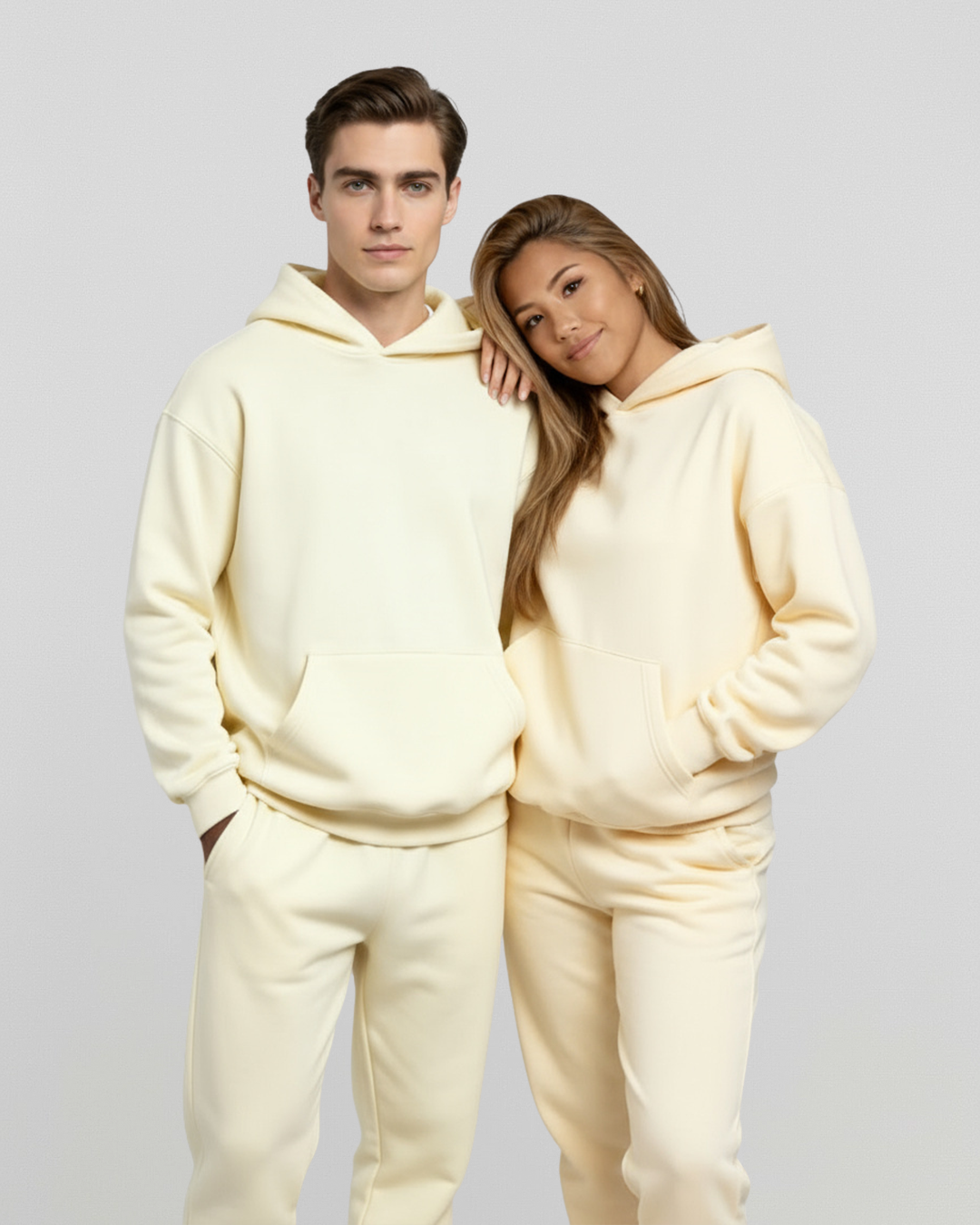 Men's Cotton Fleece Set- Cream