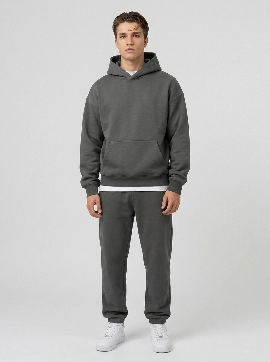 Men's Cotton Fleece Set - Dark Grey
