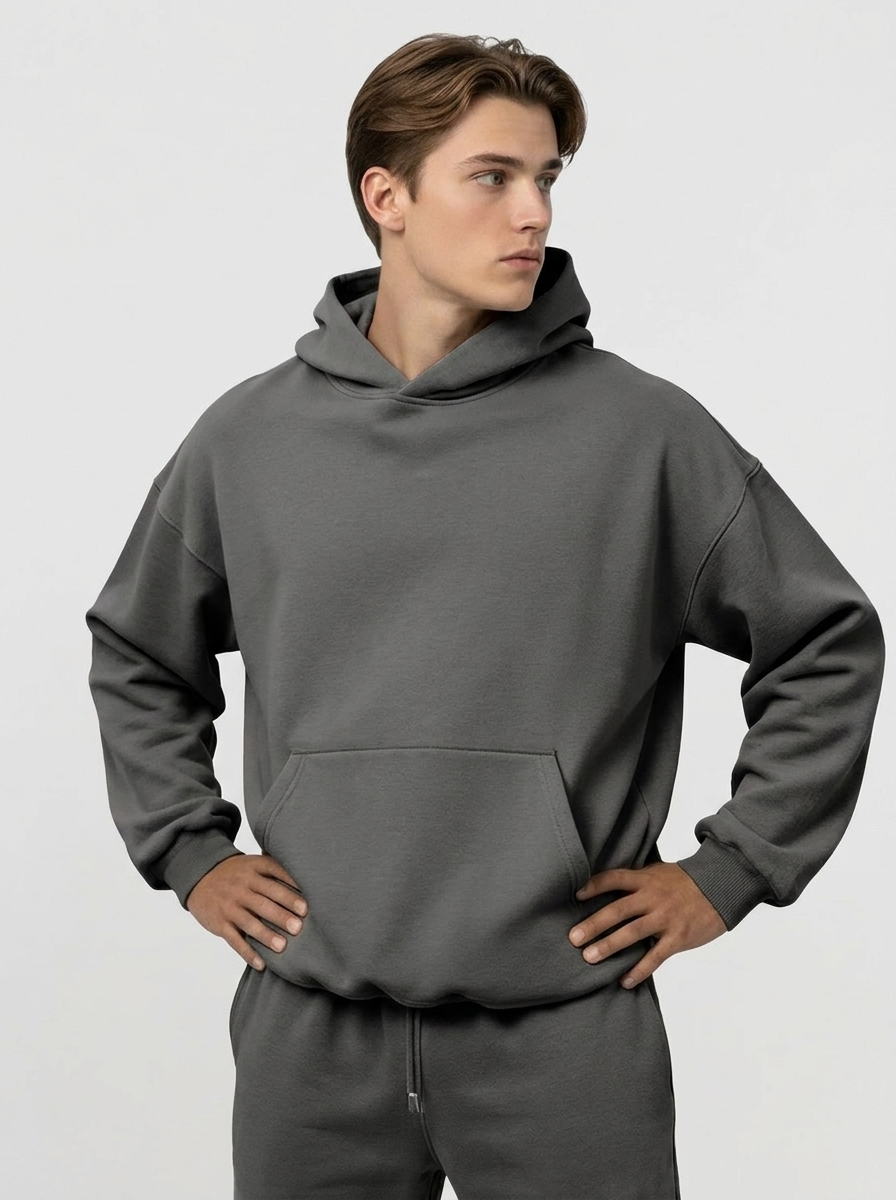 Men's Cotton Fleece Set - Dark Grey