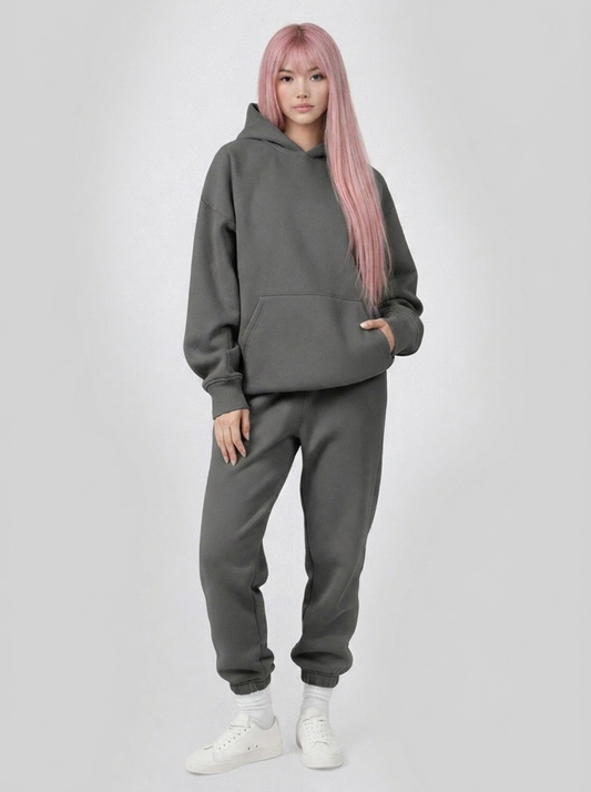 Women's Cotton Fleece Set - Dark Grey