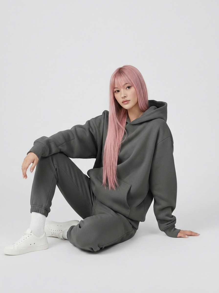 Women's Cotton Fleece Set - Dark Grey