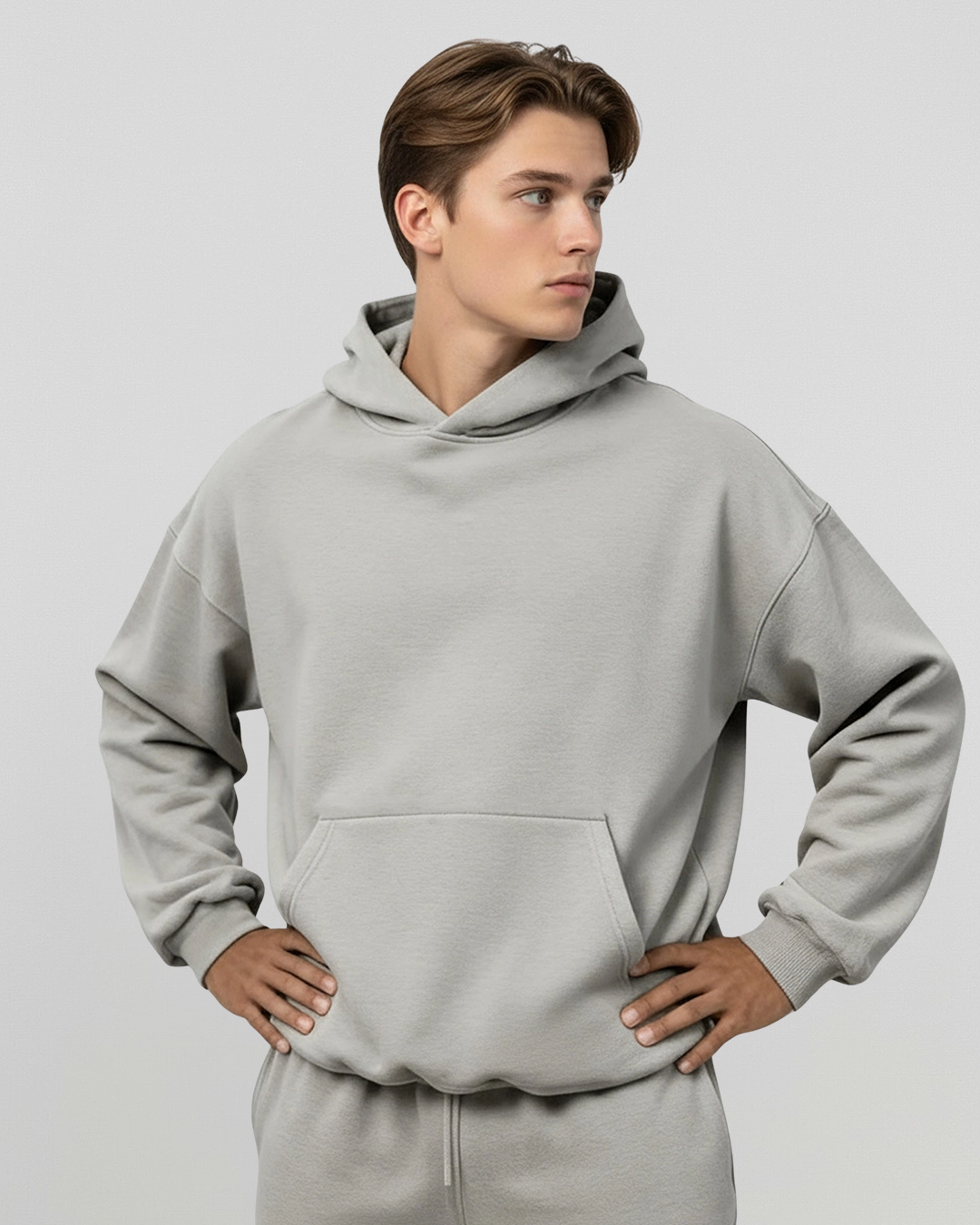 MEN'S Cotton Fleece Hoodie - Dark Grey