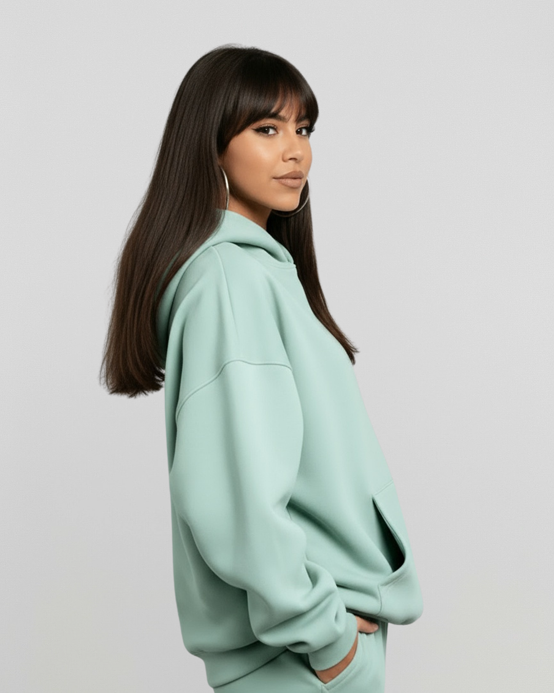 MEN'S Cotton Fleece Hoodie - Dusty Mint