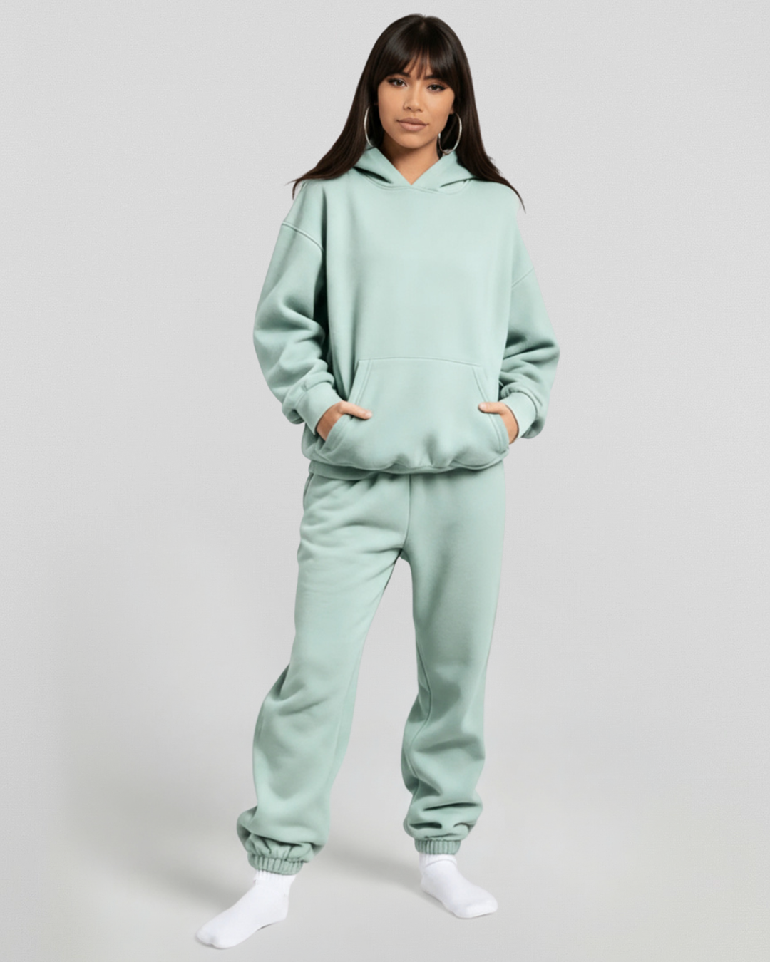 MEN'S Cotton Fleece Hoodie - Dusty Mint