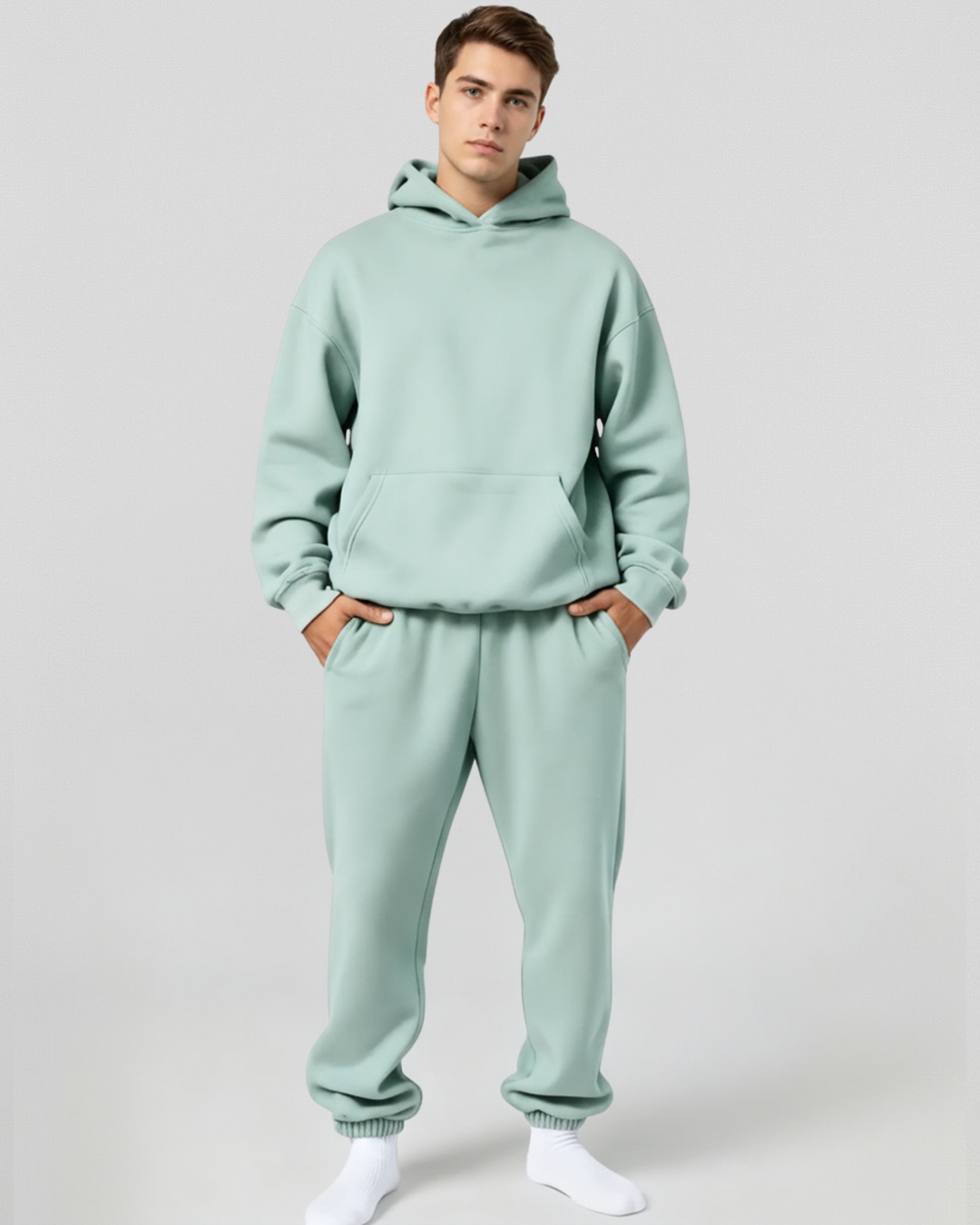 Men's Cotton Fleece Set - Dusty Mint