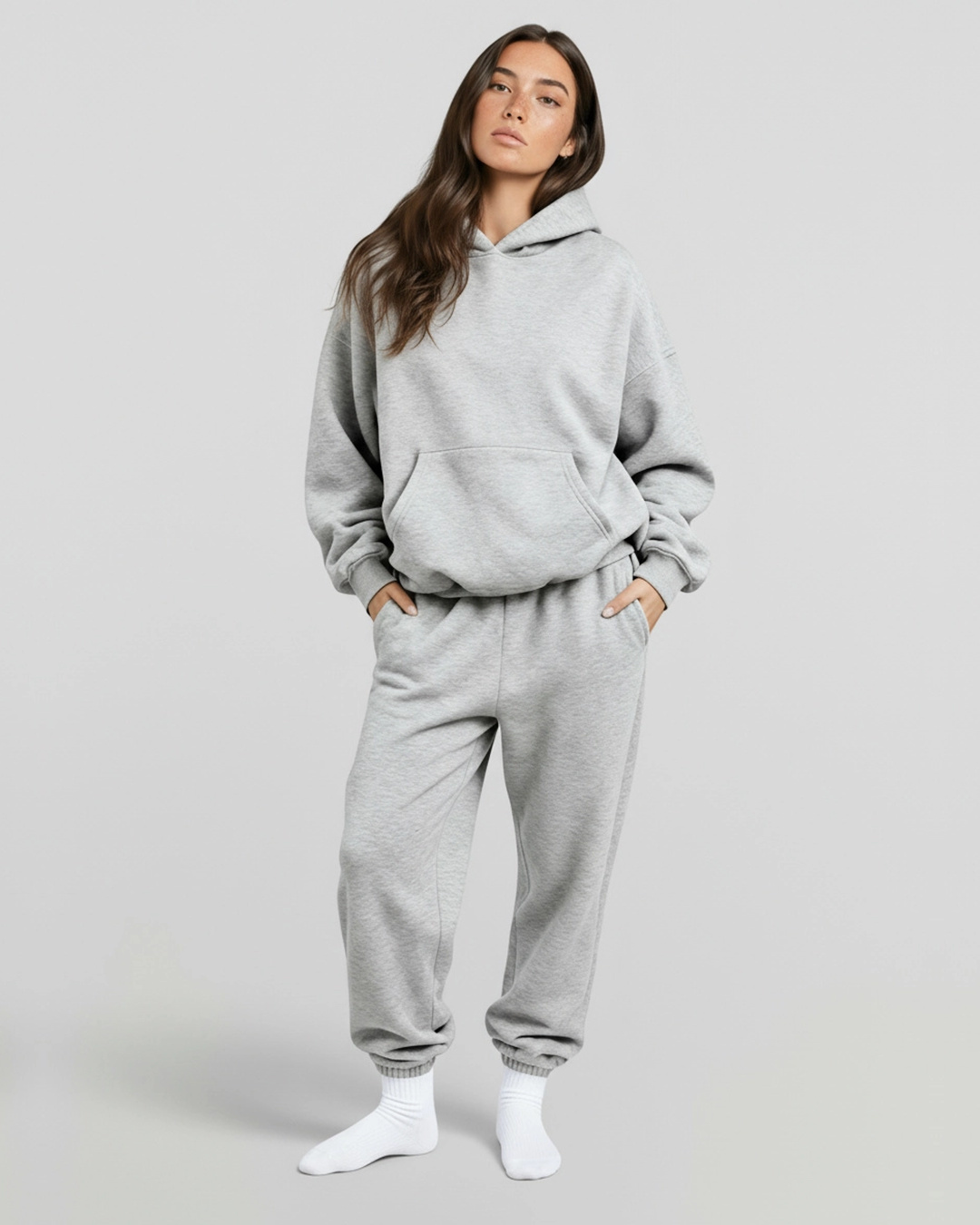 MEN'S Cotton Fleece Hoodie - Heather Grey