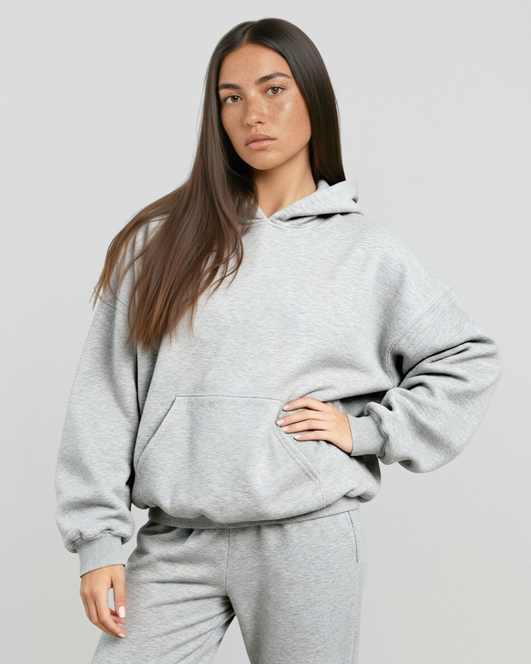 MEN'S Cotton Fleece Hoodie - Heather Grey