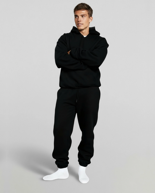 Men's Cotton Fleece Set - Jet Black