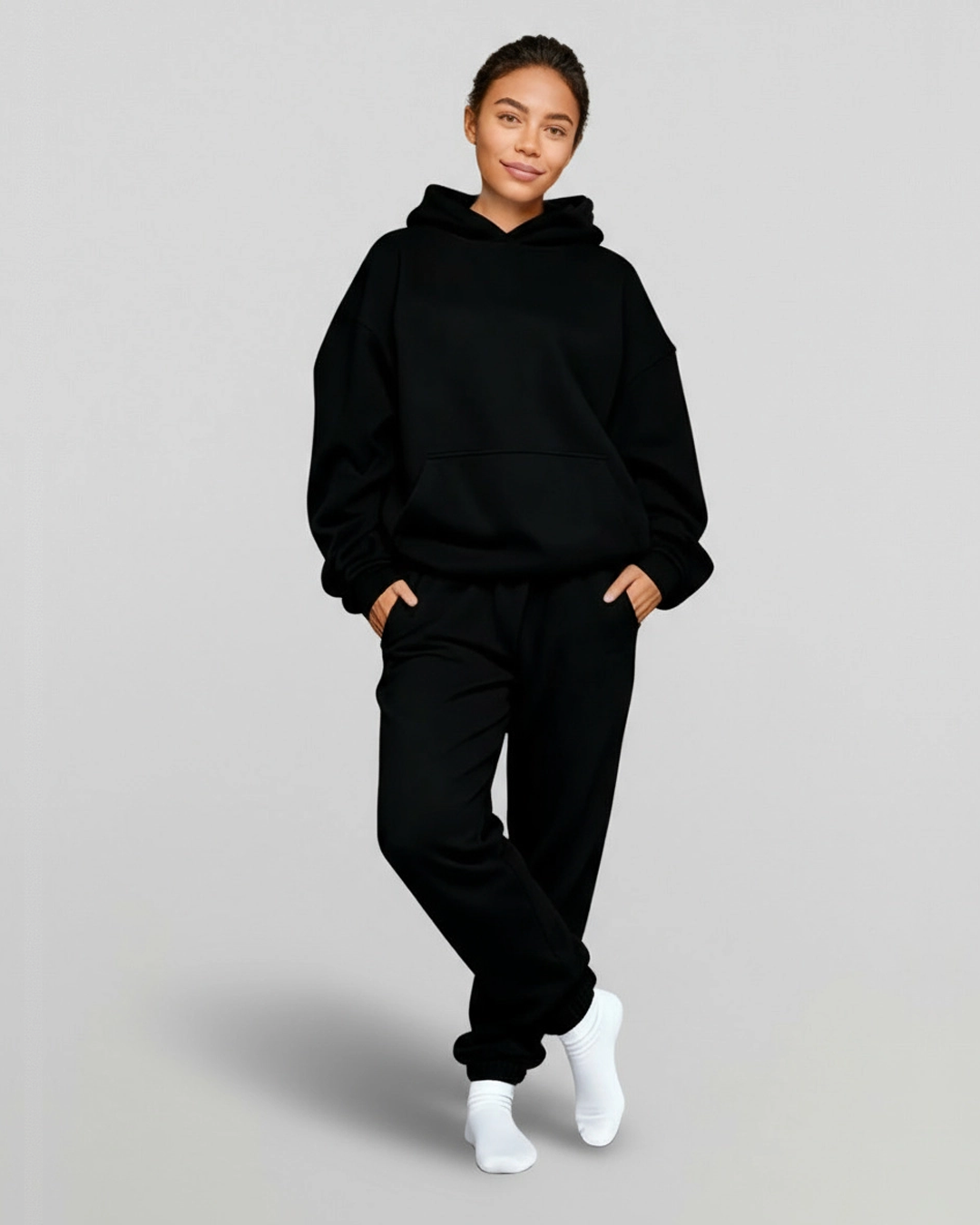 MEN'S Cotton Fleece Hoodie - Jet Black
