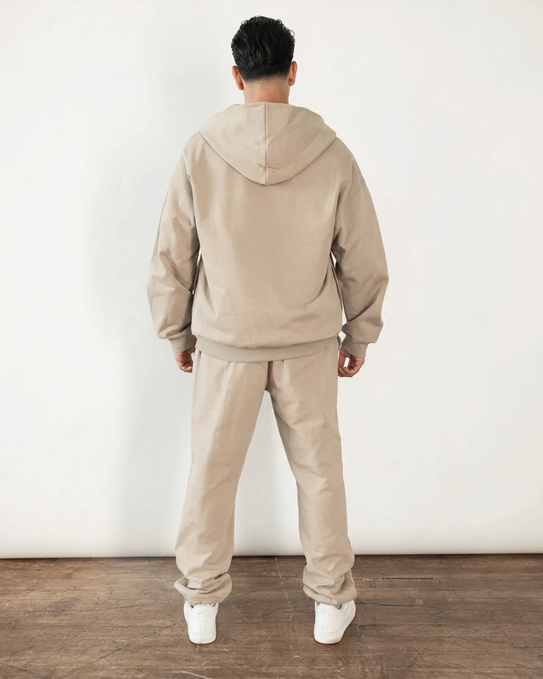 French Terry Double Zip Up - Khaki