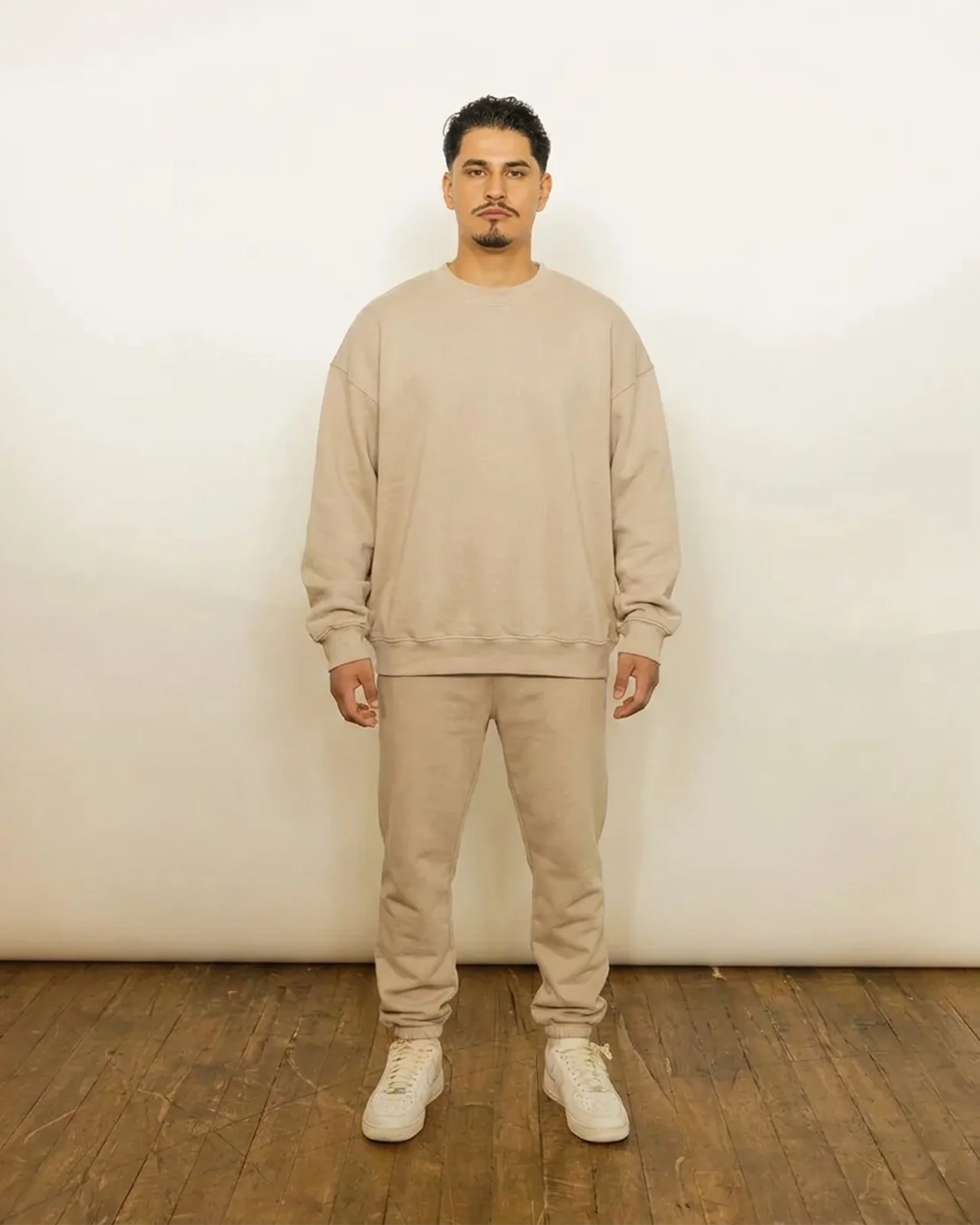 French Terry Crewneck Sweatshirt  - Khaki
