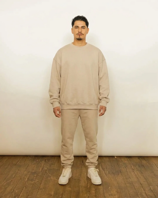 French Terry Crewneck Sweatshirt  - Khaki