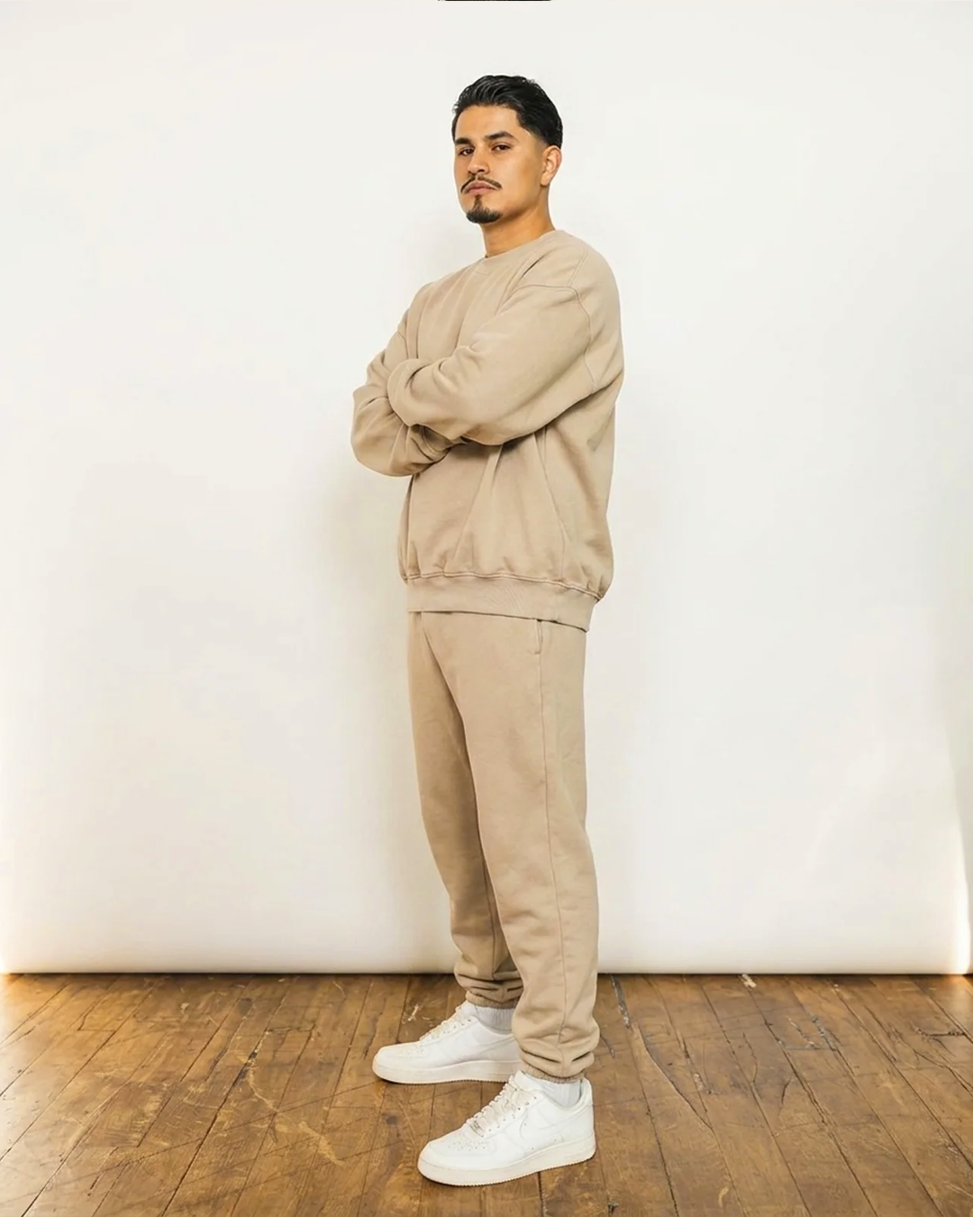 French Terry Crewneck Sweatshirt  - Khaki