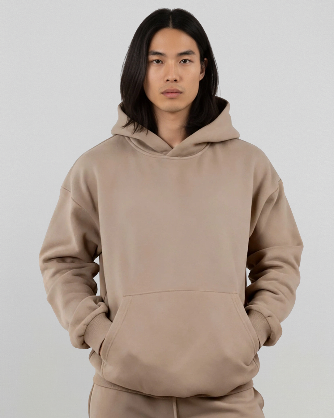 MEN'S Cotton Fleece Hoodie - Khaki