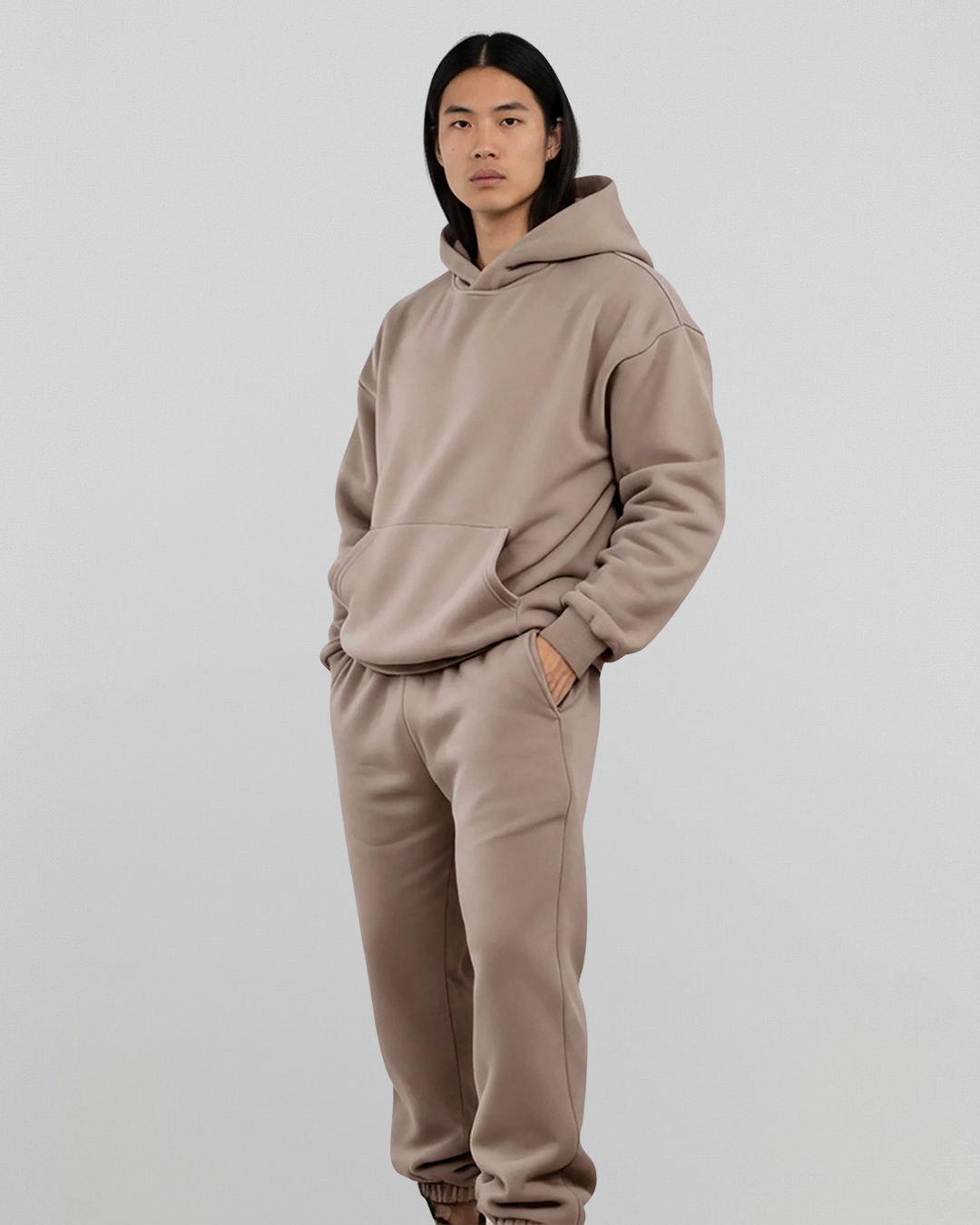 MEN'S Cotton Fleece Hoodie - Khaki