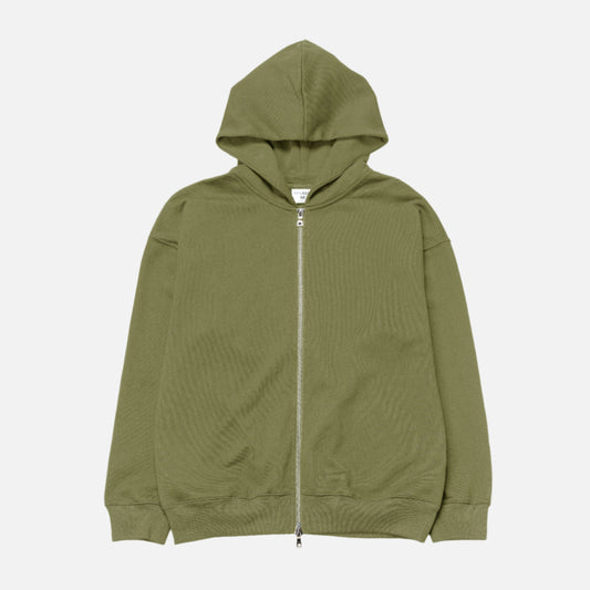 French Terry Double Zip Up - Olive