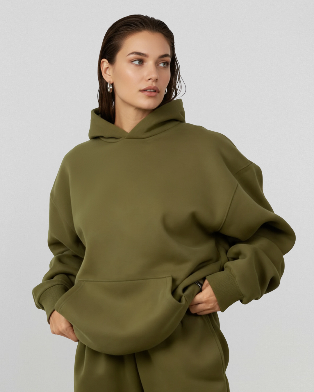 MEN'S Cotton Fleece Hoodie - Olive