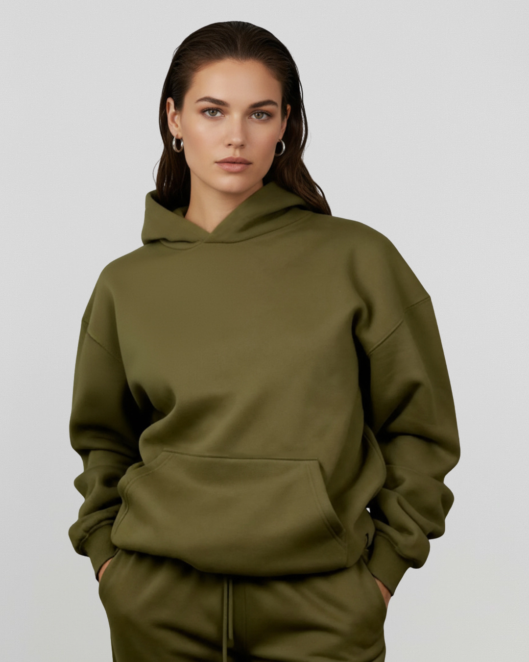 MEN'S Cotton Fleece Hoodie - Olive