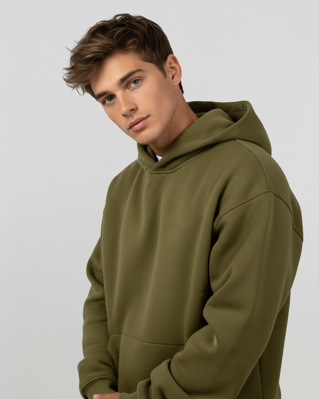 MEN'S Cotton Fleece Hoodie - Olive
