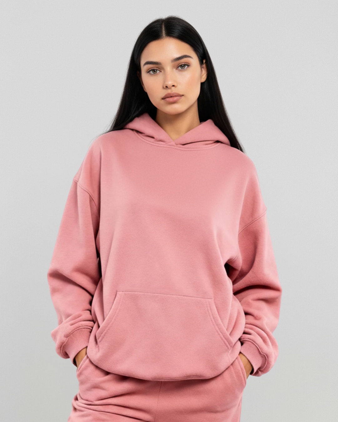 MEN'S Cotton Fleece Hoodie - Rose Wine