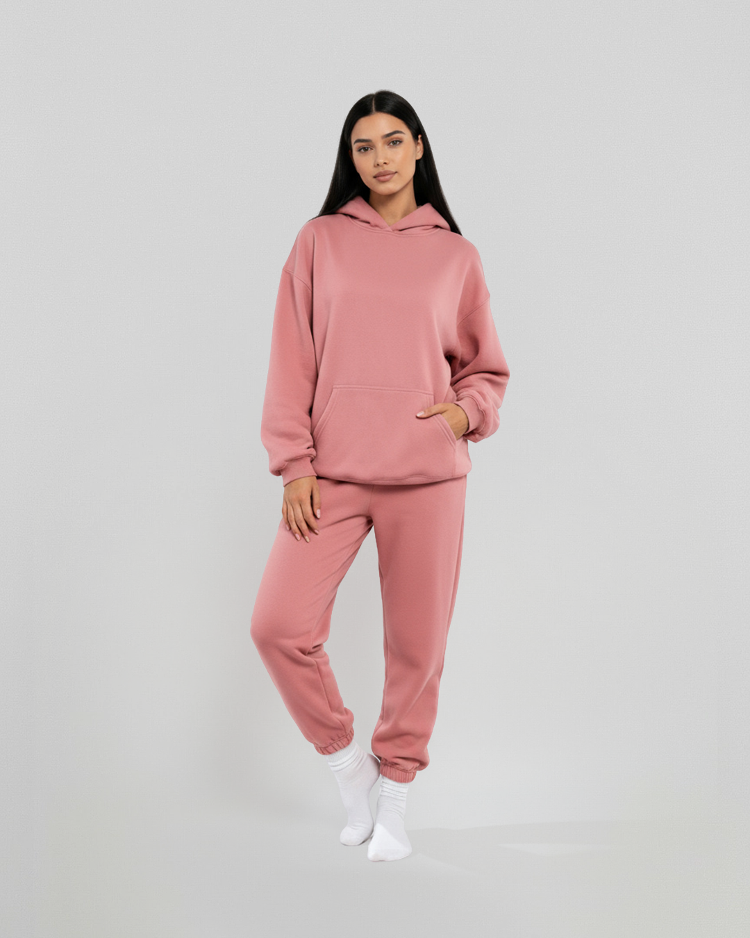 MEN'S Cotton Fleece Hoodie - Rose Wine