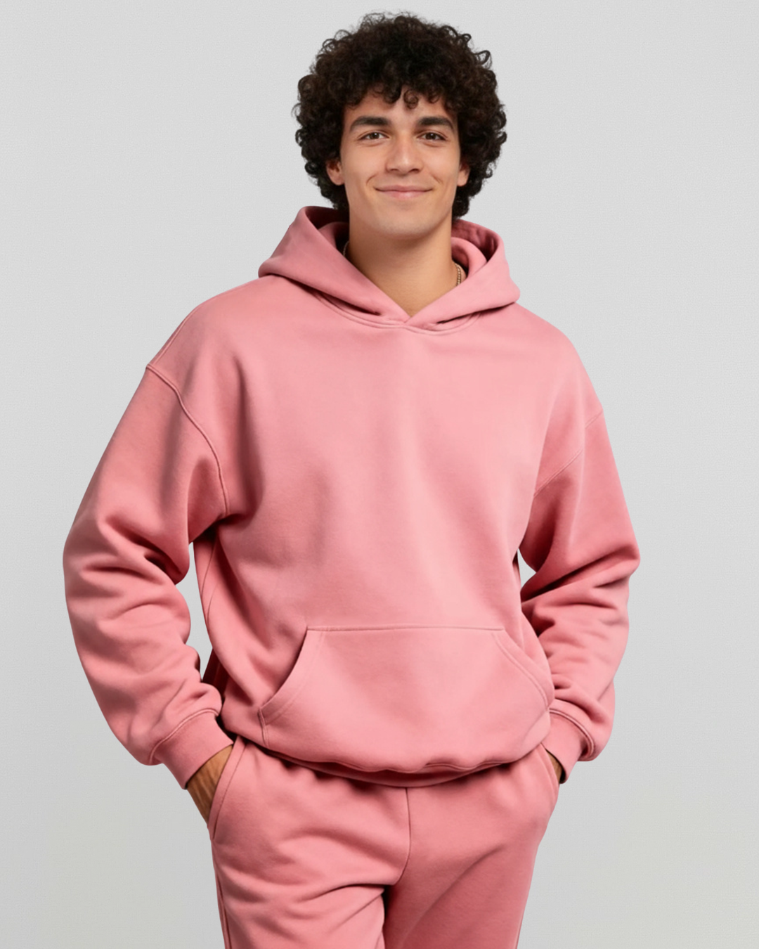 MEN'S Cotton Fleece Hoodie - Rose Wine