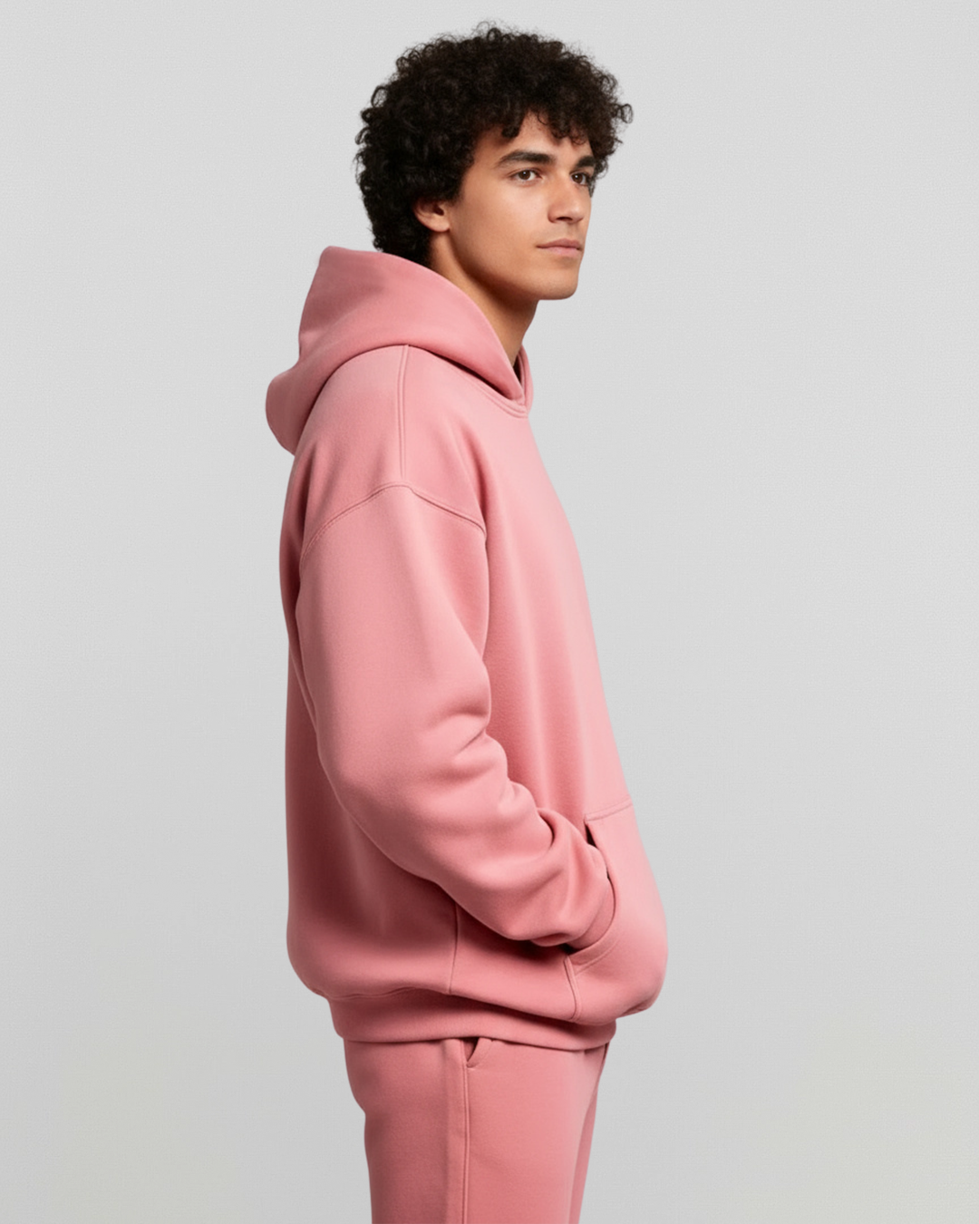MEN'S Cotton Fleece Hoodie - Rose Wine