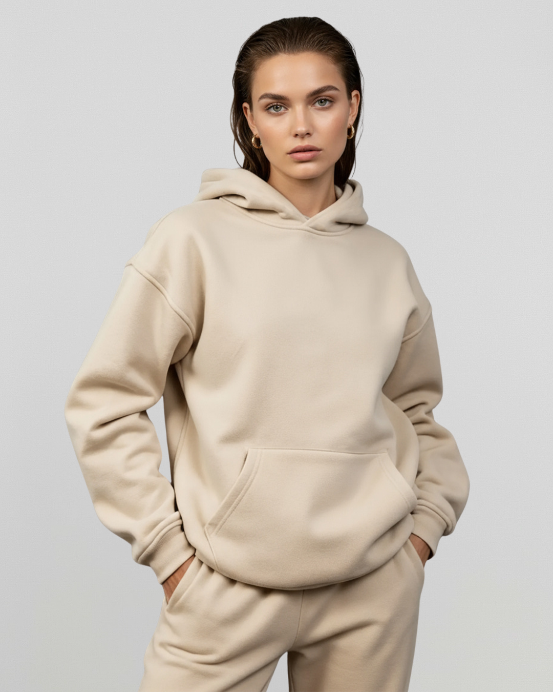 MEN'S Cotton Fleece Hoodie - Sand