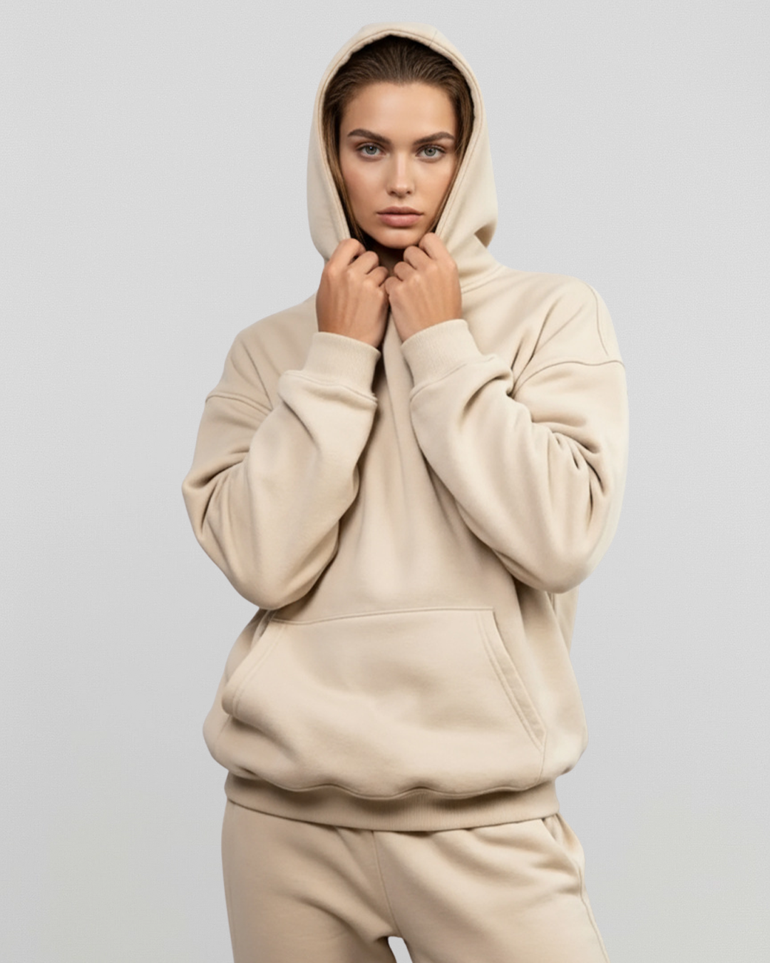 MEN'S Cotton Fleece Hoodie - Sand