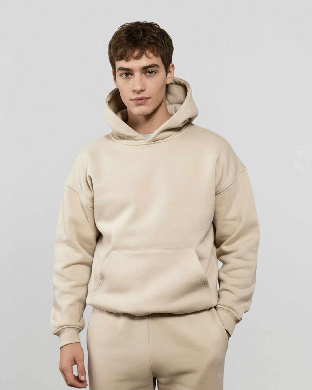 MEN'S Cotton Fleece Hoodie - Sand