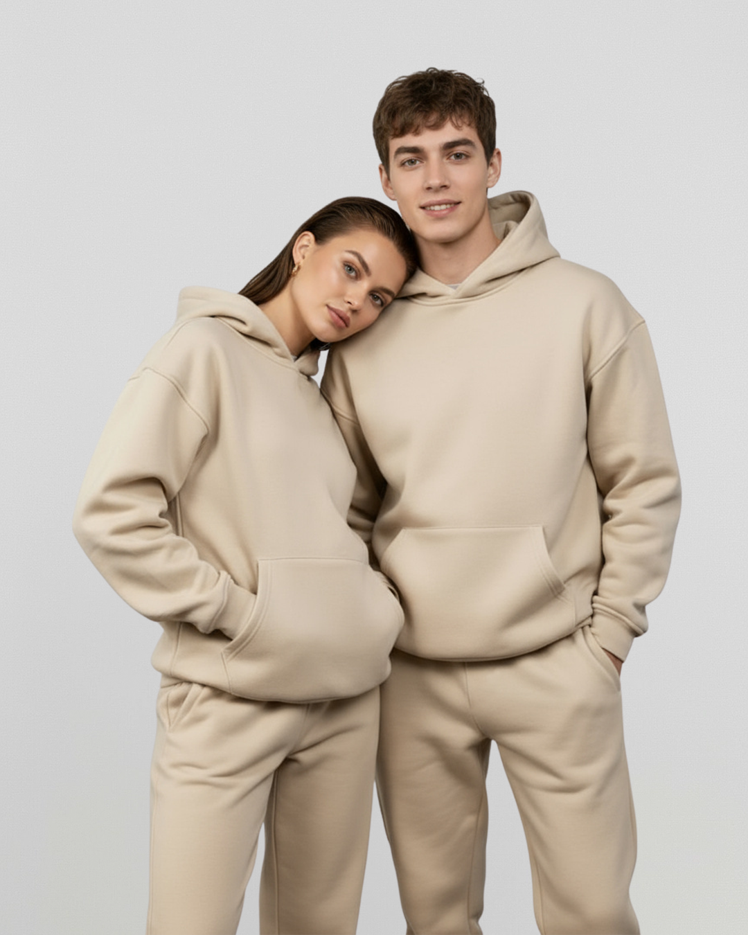 MEN'S Cotton Fleece Hoodie - Sand