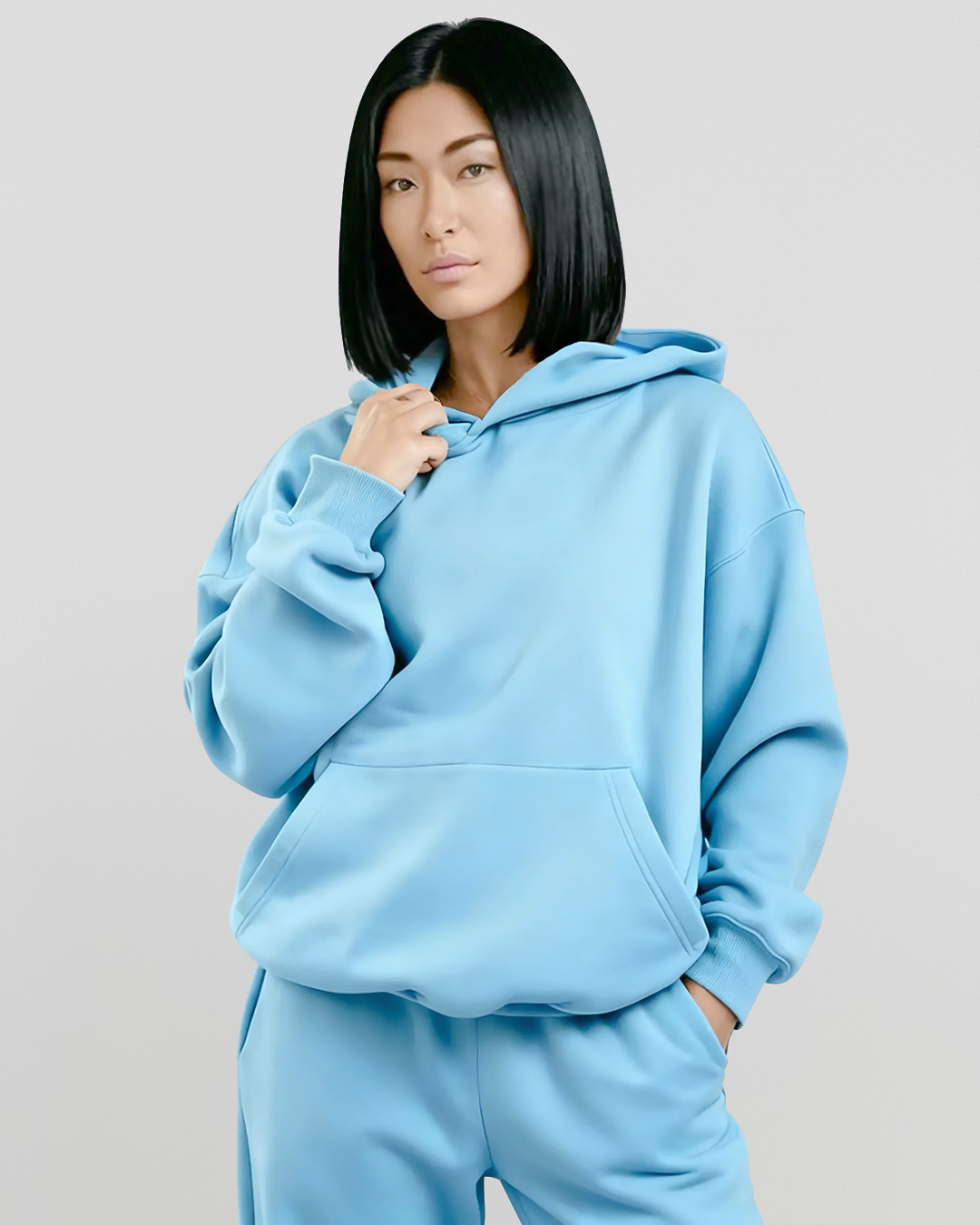 MEN'S Cotton Fleece Hoodie - Smokey Blue
