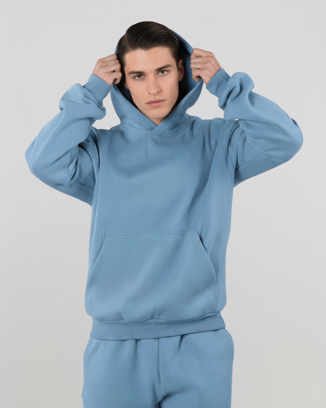 French Terry Hoodie - Smokey Blue