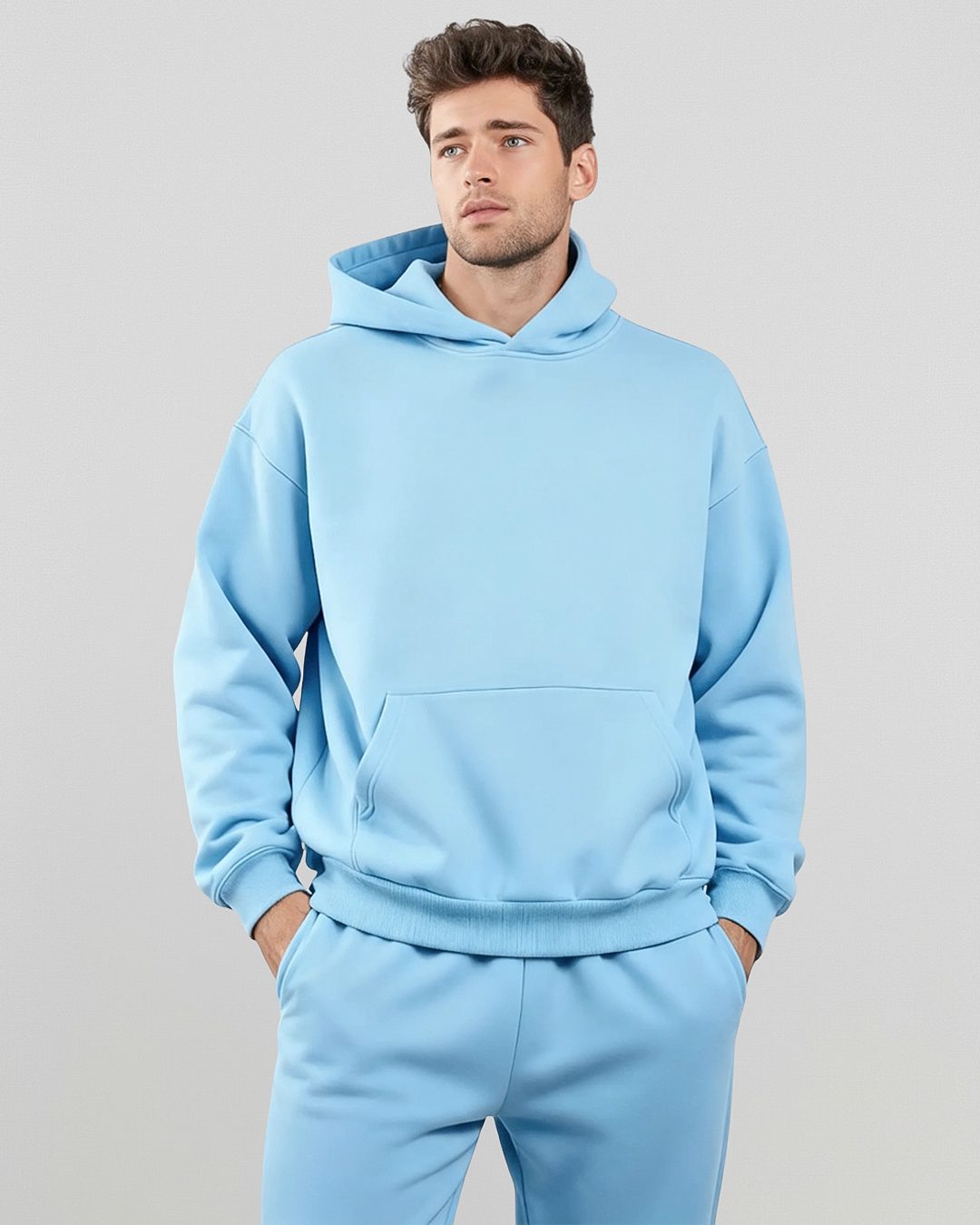 MEN'S Cotton Fleece Hoodie - Smokey Blue