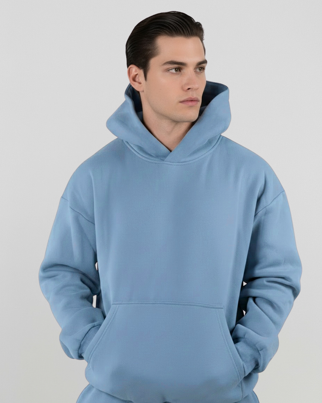 French Terry Hoodie - Smokey Blue