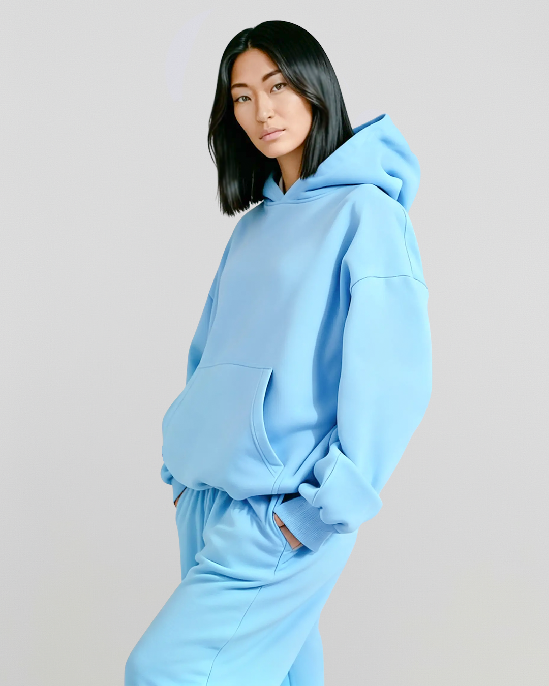 MEN'S Cotton Fleece Hoodie - Smokey Blue